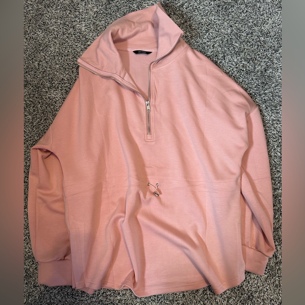 Pink Quarter-Zip Women's Sweatshirt